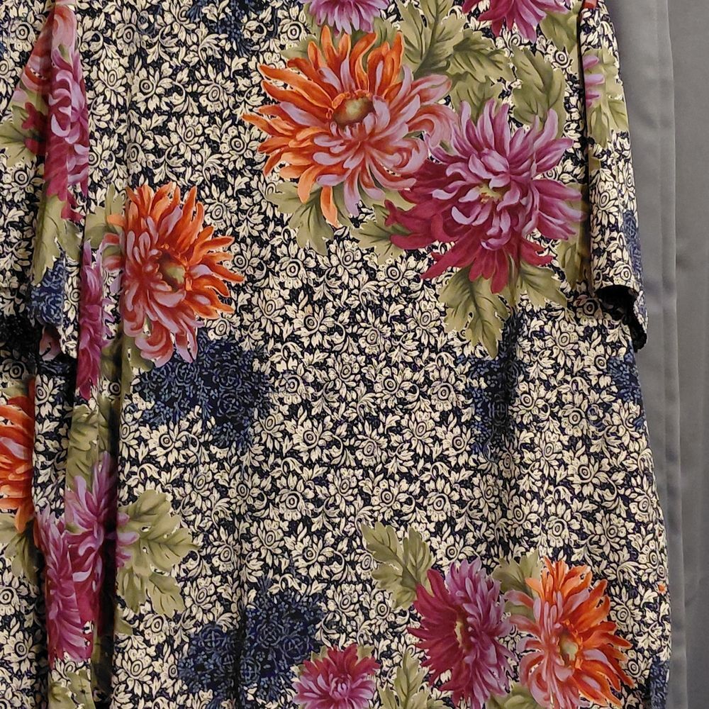 3 Piece Casual Pantsuit Rust/Floral Top Shirt And Pants XL Medium Petite - Picture 3 of 7